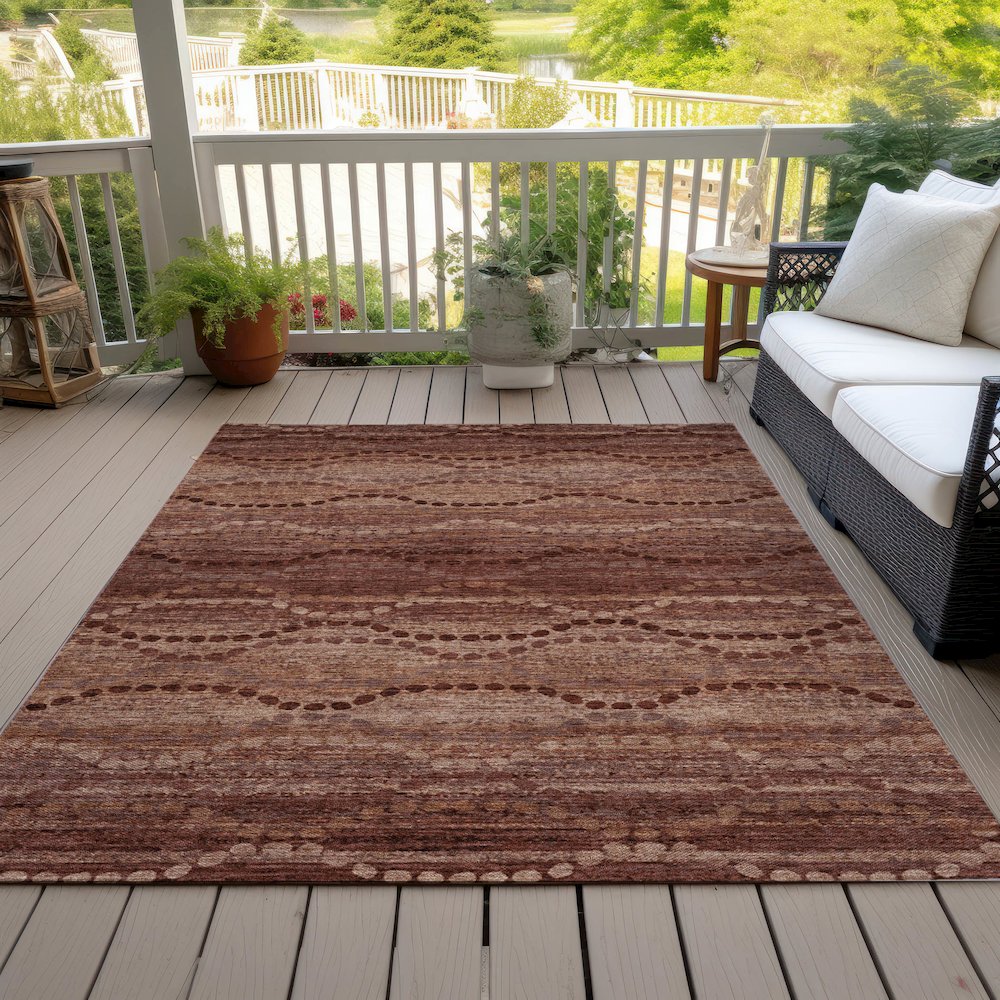 Machine Washable Indoor/Outdoor Chantille ACN2031 Paprika 3' x 5' Rug. Picture 8