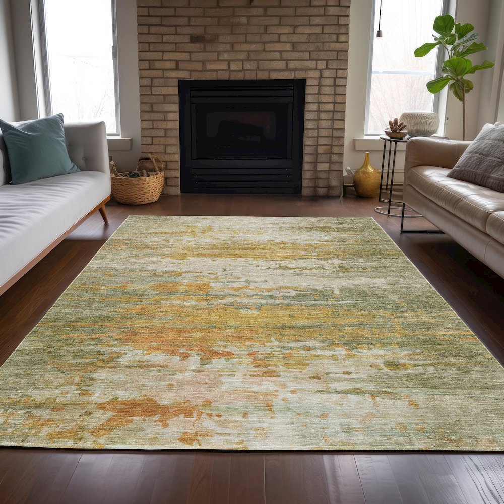 Machine Washable Indoor/Outdoor Chantille ACN2034 Aloe 3' x 5' Rug. Picture 6