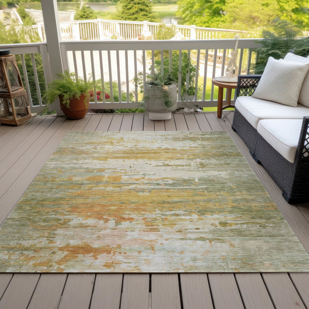Machine Washable Indoor/Outdoor Chantille ACN2034 Aloe 3' x 5' Rug. Picture 8