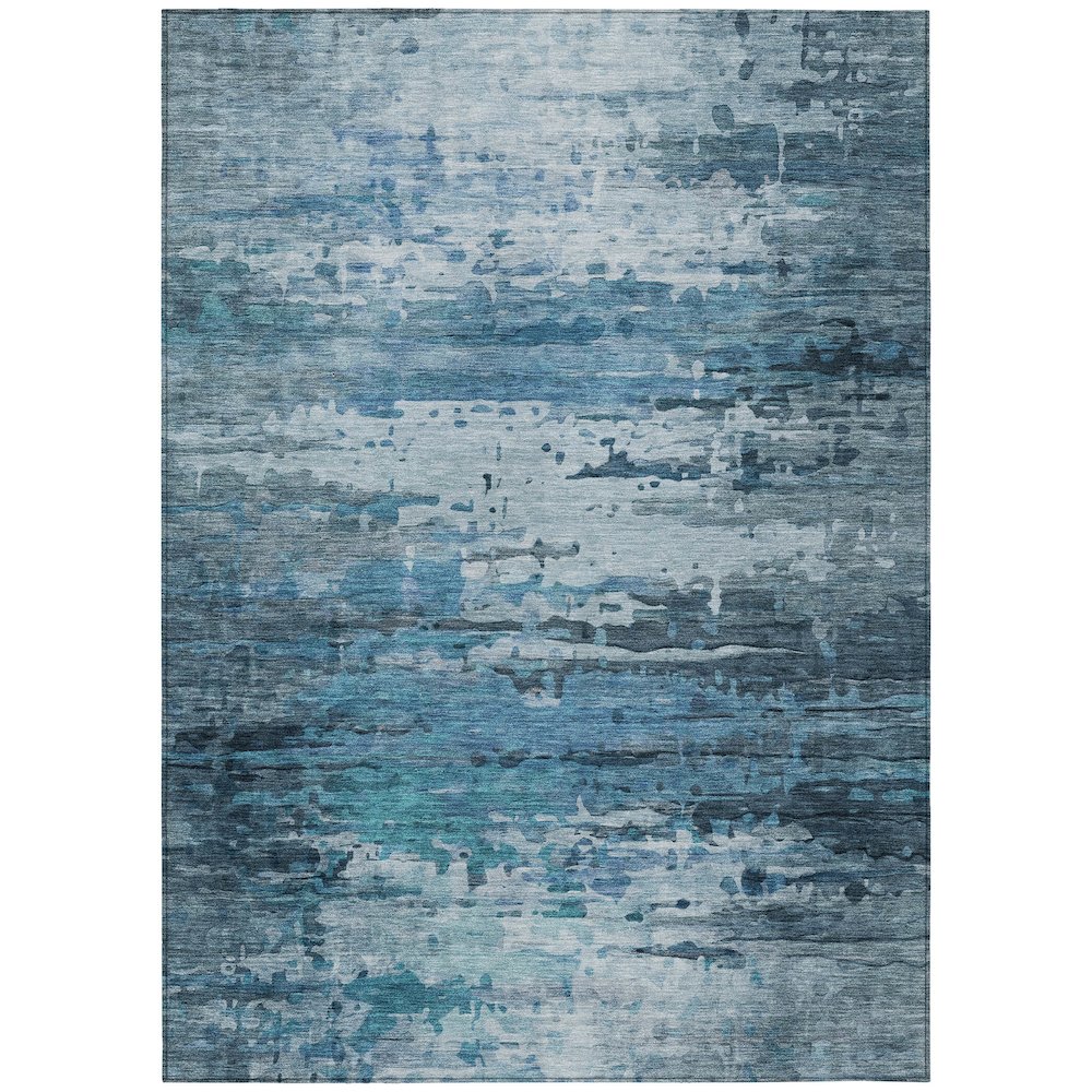 Machine Washable Indoor/Outdoor Chantille ACN2034 Blue 3' x 5' Rug. Picture 1