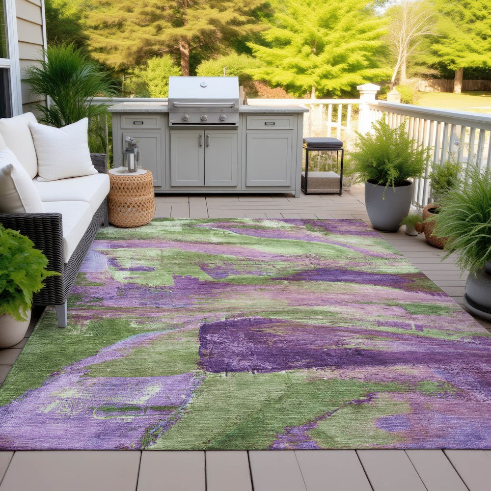 Machine Washable Indoor/Outdoor Chantille ACN2040 Purple 3' x 5' Rug. Picture 7
