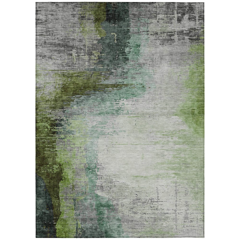 Machine Washable Indoor/Outdoor Chantille ACN2041 Green 3' x 5' Rug. Picture 1