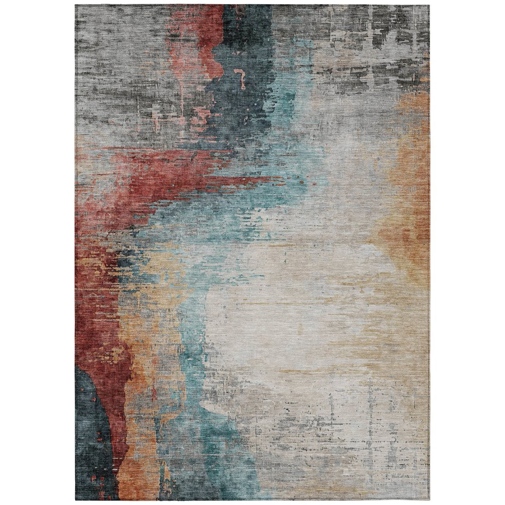 Machine Washable Indoor/Outdoor Chantille ACN2041 Teal 3' x 5' Rug. Picture 1
