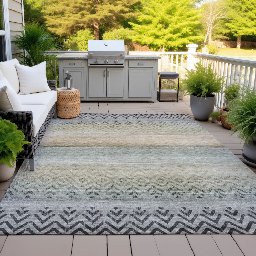 Machine Washable Indoor/Outdoor Chantille ACN2042 Gray 3' x 5' Rug. Picture 7