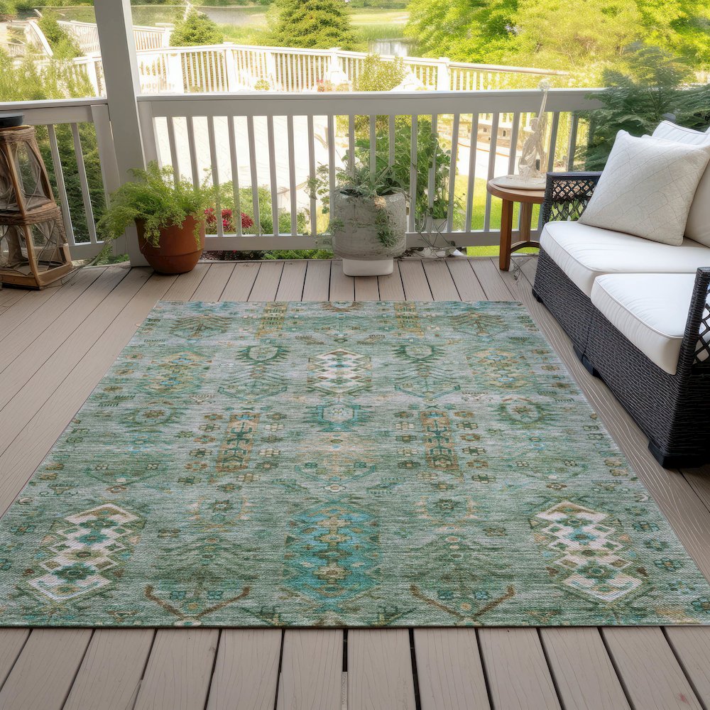 Machine Washable Indoor/Outdoor Chantille ACN2047 Sage 3' x 5' Rug. Picture 8