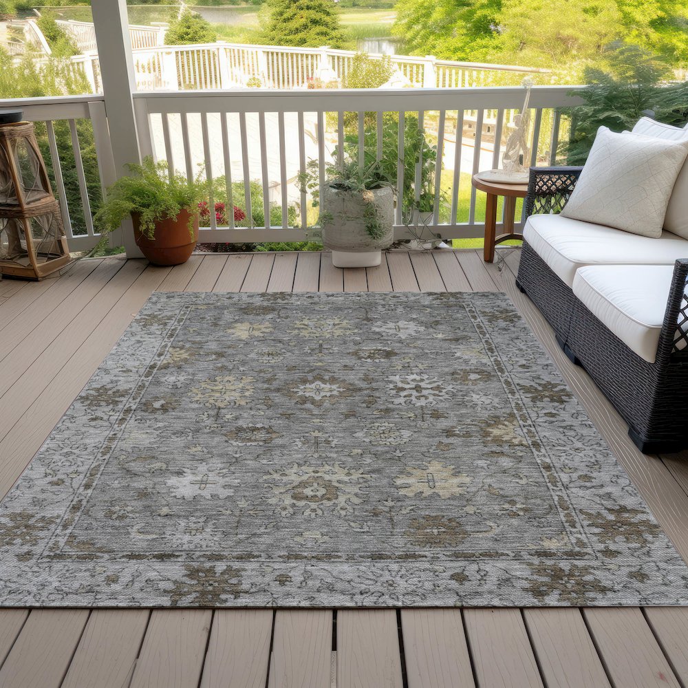 Machine Washable Indoor/Outdoor Chantille ACN2051 Pewter 3' x 5' Rug. Picture 8
