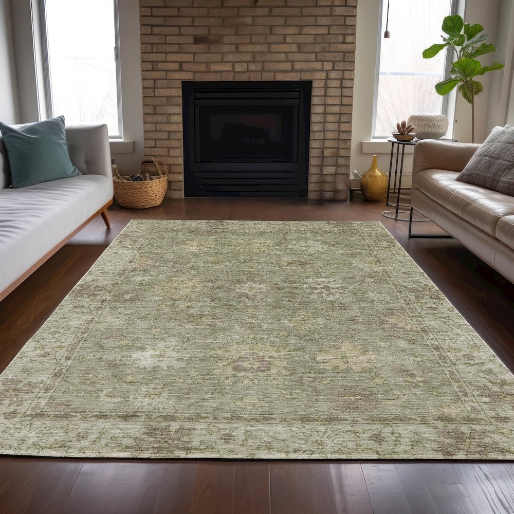 Machine Washable Indoor/Outdoor Chantille ACN2051 Sage 3' x 5' Rug. Picture 6