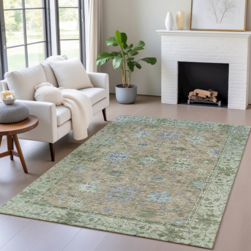 Machine Washable Indoor/Outdoor Chantille ACN2052 Brown 3' x 5' Rug. Picture 5