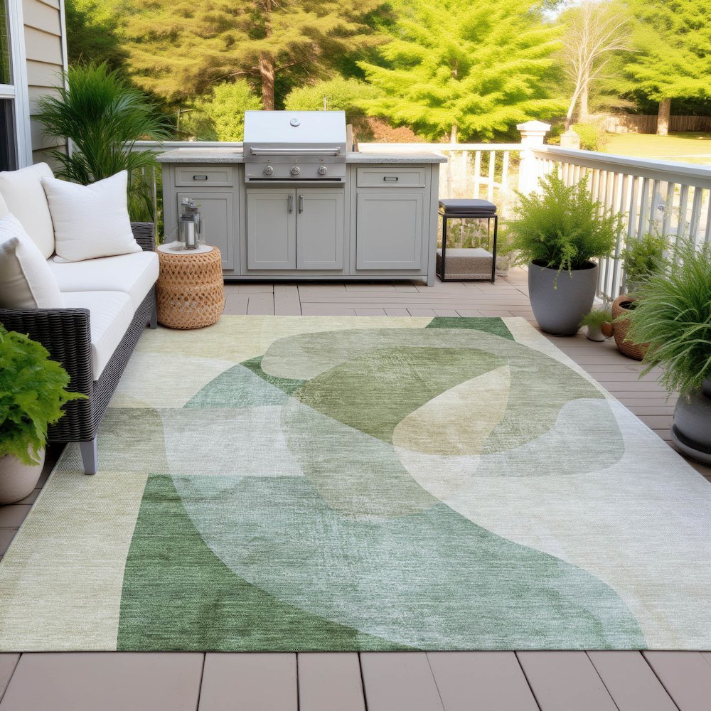 Machine Washable Indoor/Outdoor Chantille ACN2057 Aloe 3' x 5' Rug. Picture 7
