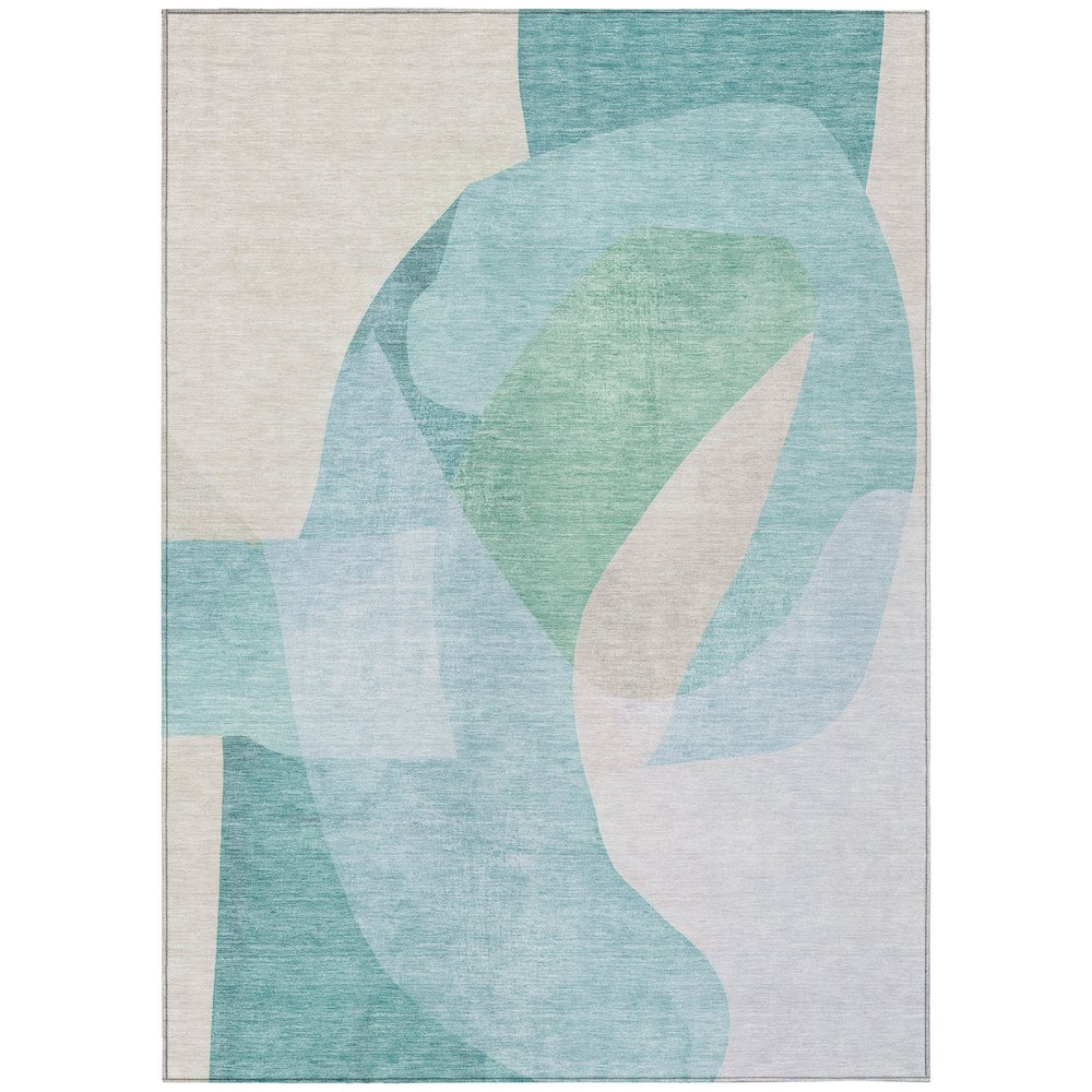 Machine Washable Indoor/Outdoor Chantille ACN2058 Seafoam 3' x 5' Rug. Picture 1