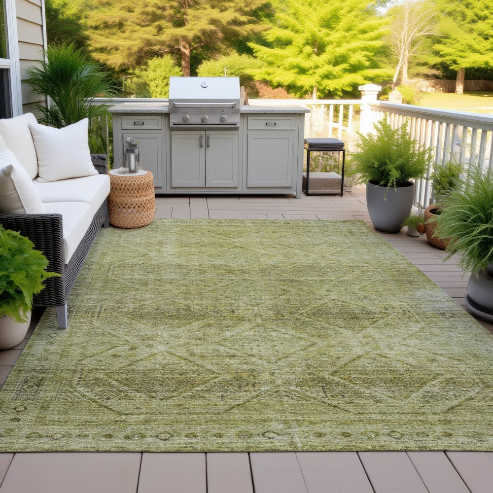 Machine Washable Indoor/Outdoor Chantille ACN2060 Aloe 3' x 5' Rug. Picture 7