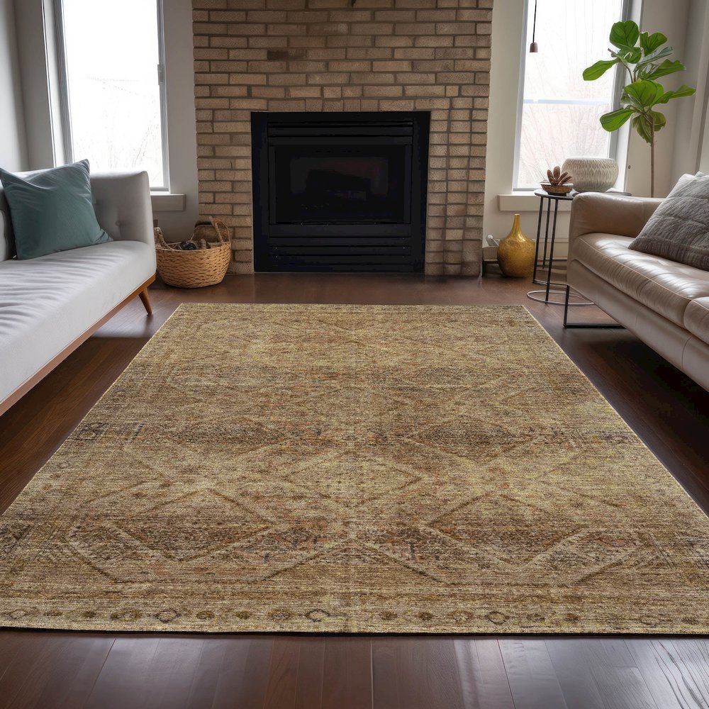 Machine Washable Indoor/Outdoor Chantille ACN2060 Khaki 3' x 5' Rug. Picture 6