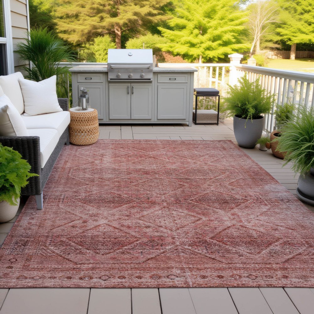Machine Washable Indoor/Outdoor Chantille ACN2060 Pink 3' x 5' Rug. Picture 7