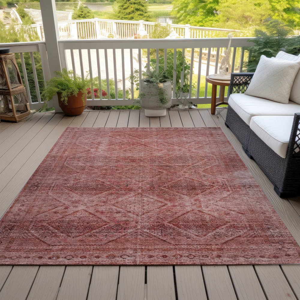 Machine Washable Indoor/Outdoor Chantille ACN2060 Pink 3' x 5' Rug. Picture 8