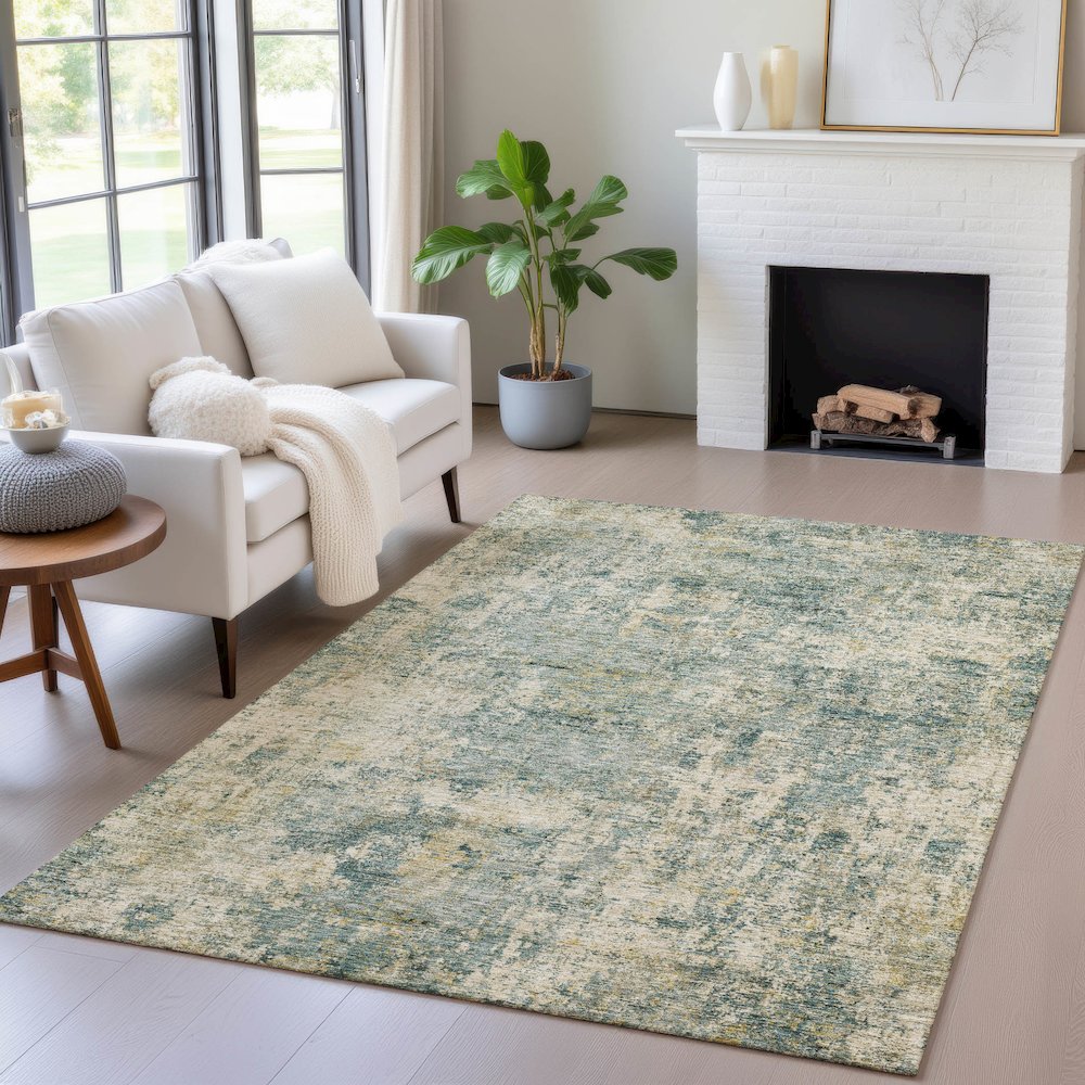 Machine Washable Indoor/Outdoor Chantille ACN2061 Aloe 3' x 5' Rug. Picture 5