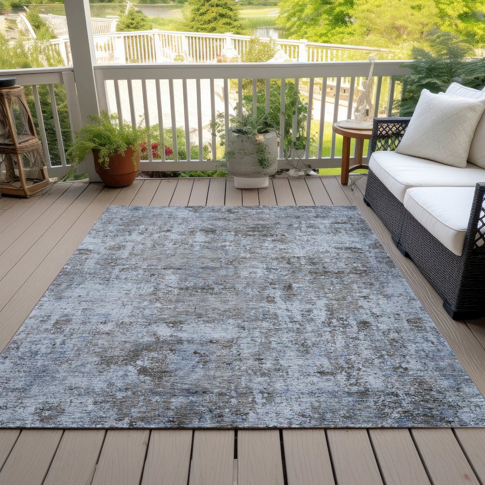 Machine Washable Indoor/Outdoor Chantille ACN2061 Blue 3' x 5' Rug. Picture 8
