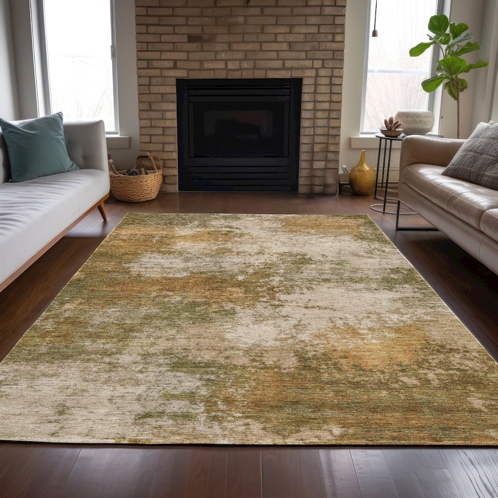 Machine Washable Indoor/Outdoor Chantille ACN2064 Copper 3' x 5' Rug. Picture 6