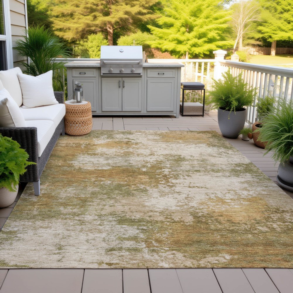 Machine Washable Indoor/Outdoor Chantille ACN2064 Copper 3' x 5' Rug. Picture 7