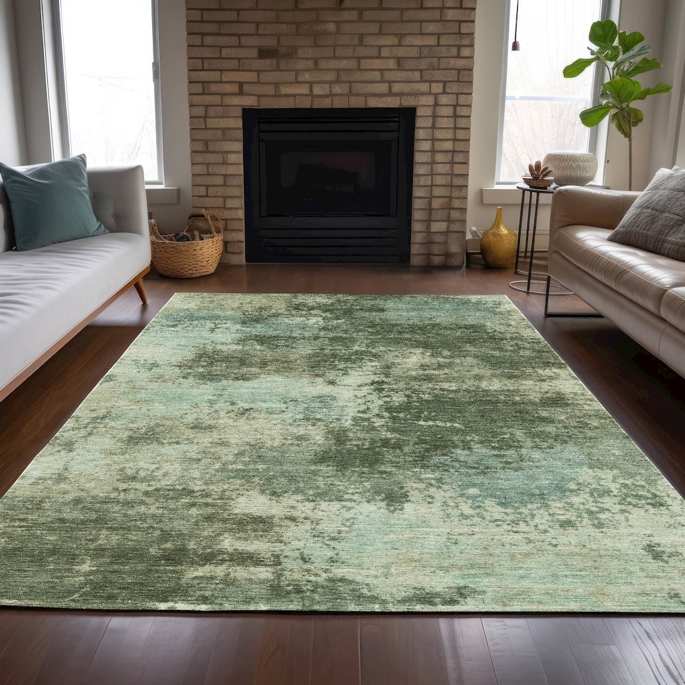 Machine Washable Indoor/Outdoor Chantille ACN2065 Aloe 3' x 5' Rug. Picture 6