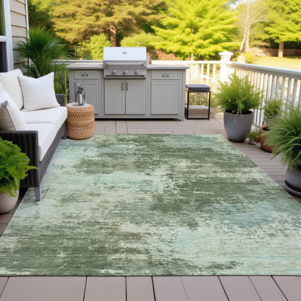 Machine Washable Indoor/Outdoor Chantille ACN2065 Aloe 3' x 5' Rug. Picture 7
