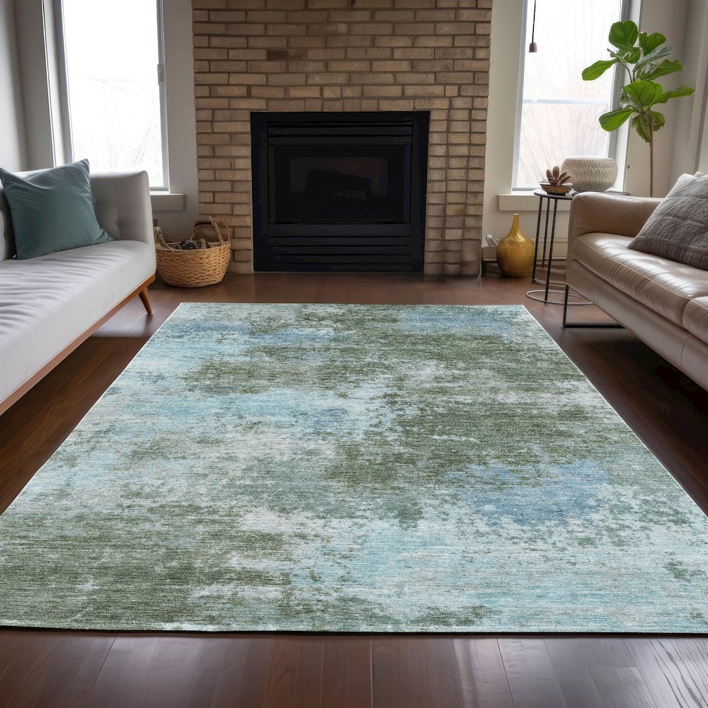 Machine Washable Indoor/Outdoor Chantille ACN2065 Sage 3' x 5' Rug. Picture 6