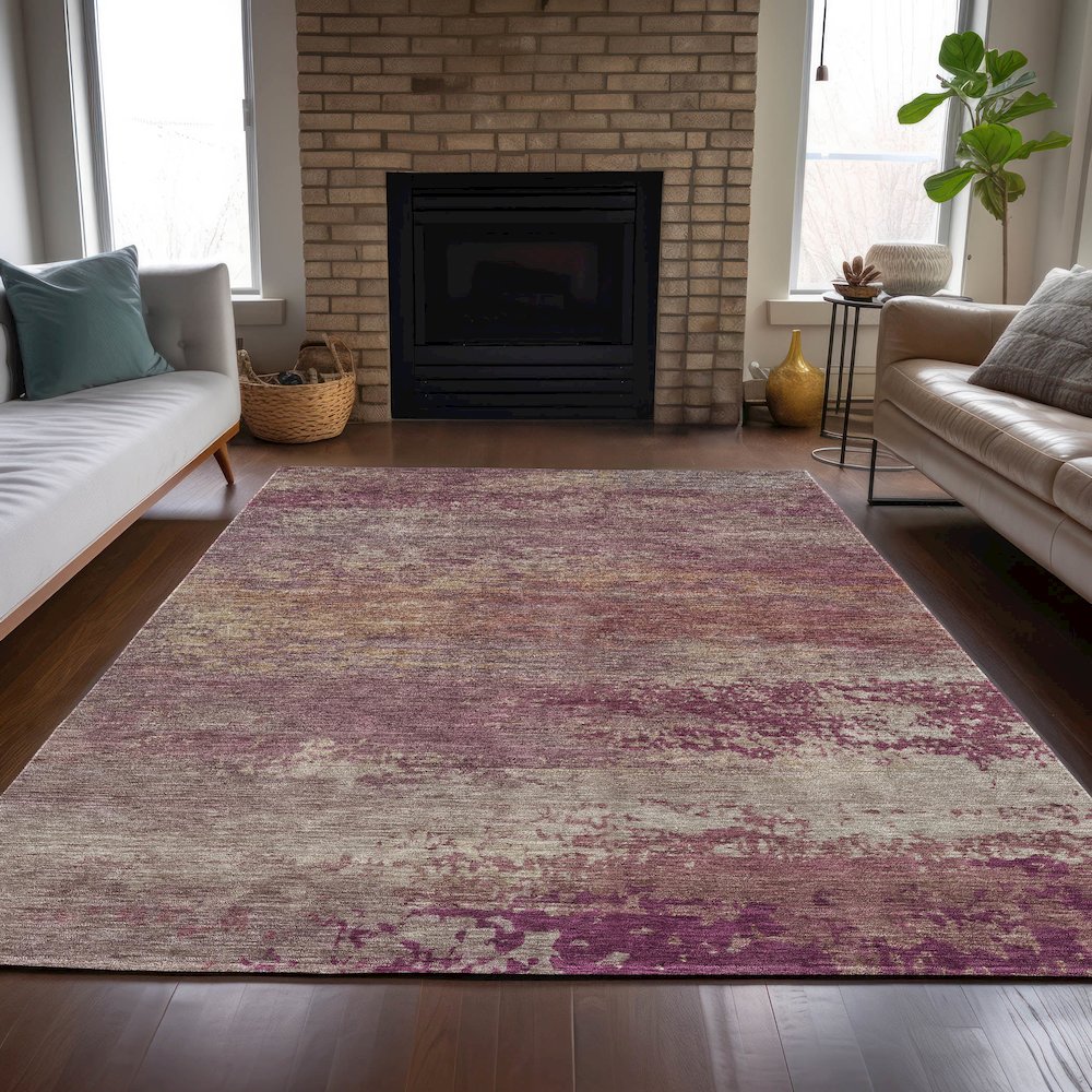 Machine Washable Indoor/Outdoor Chantille ACN2071 Merlot 3' x 5' Rug. Picture 6