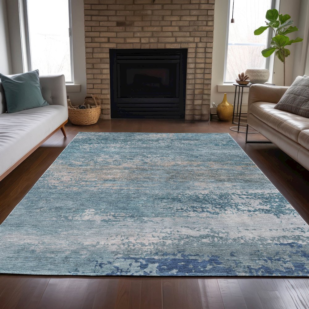Machine Washable Indoor/Outdoor Chantille ACN2071 Sky 3' x 5' Rug. Picture 6