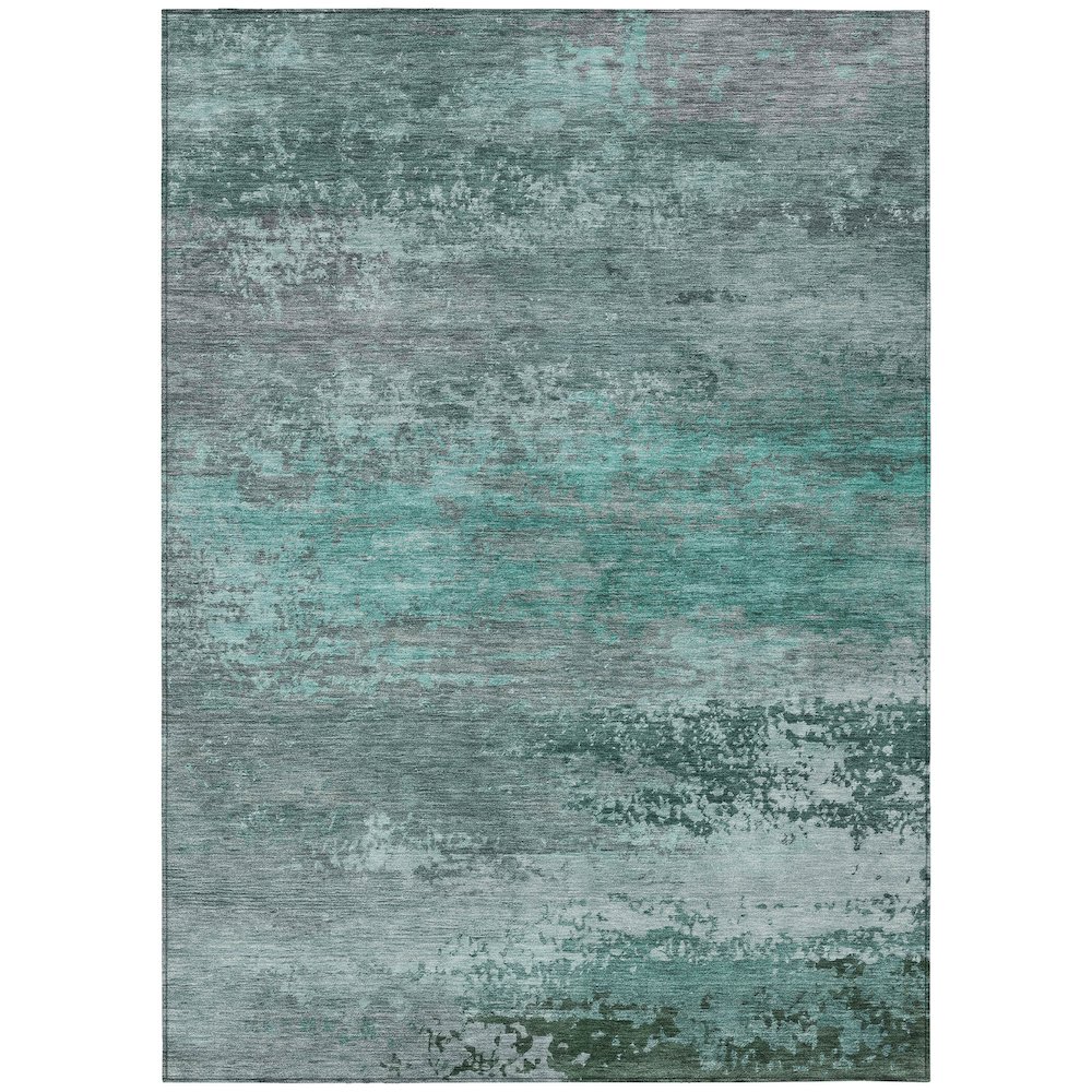 Machine Washable Indoor/Outdoor Chantille ACN2071 Teal 3' x 5' Rug. Picture 1