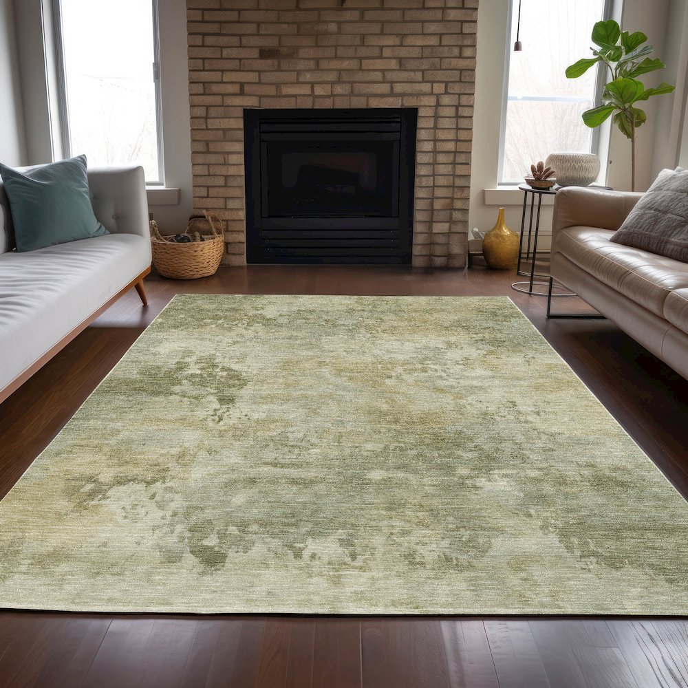 Machine Washable Indoor/Outdoor Chantille ACN2073 Sage 3' x 5' Rug. Picture 6