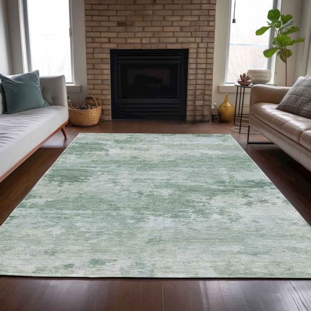 Machine Washable Indoor/Outdoor Chantille ACN2075 Mint 3' x 5' Rug. Picture 6