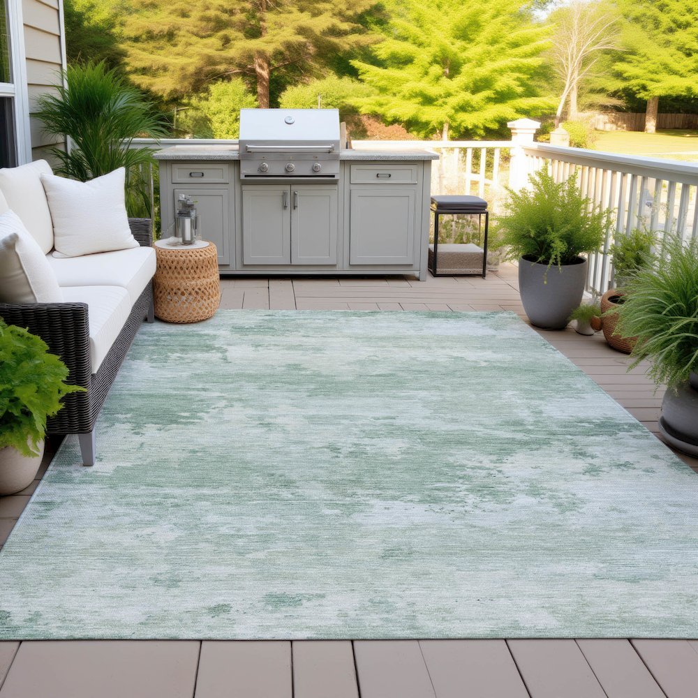 Machine Washable Indoor/Outdoor Chantille ACN2075 Mint 3' x 5' Rug. Picture 7