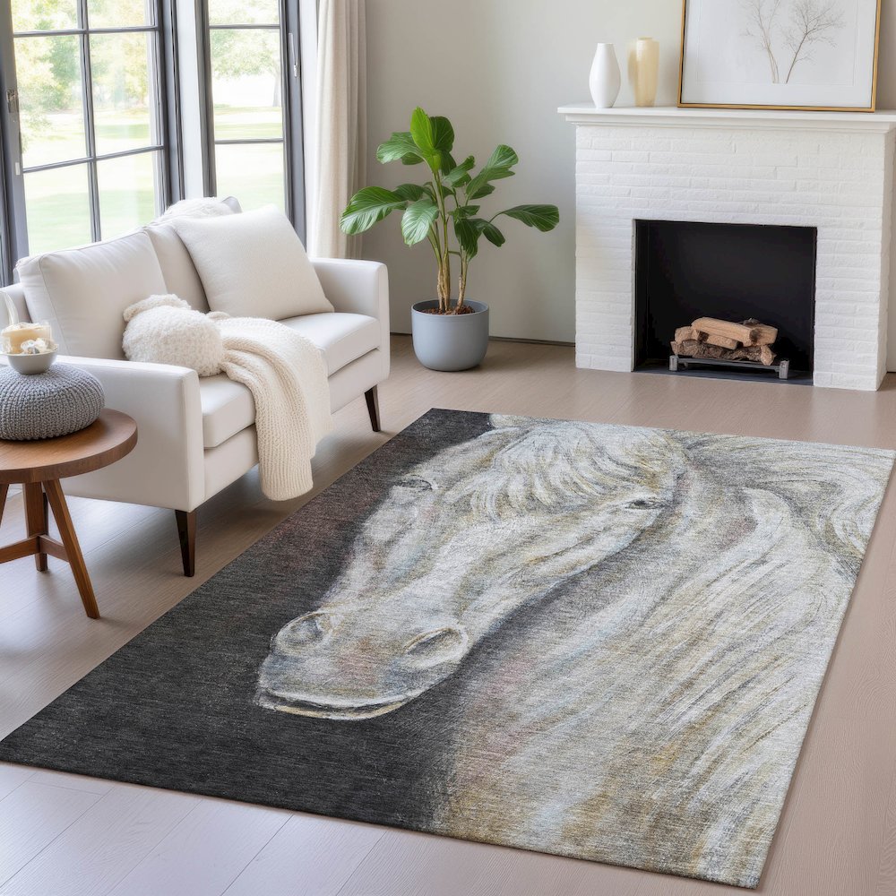 Machine Washable Indoor/Outdoor Chantille ACN2080 Ivory 3' x 5' Rug. Picture 5