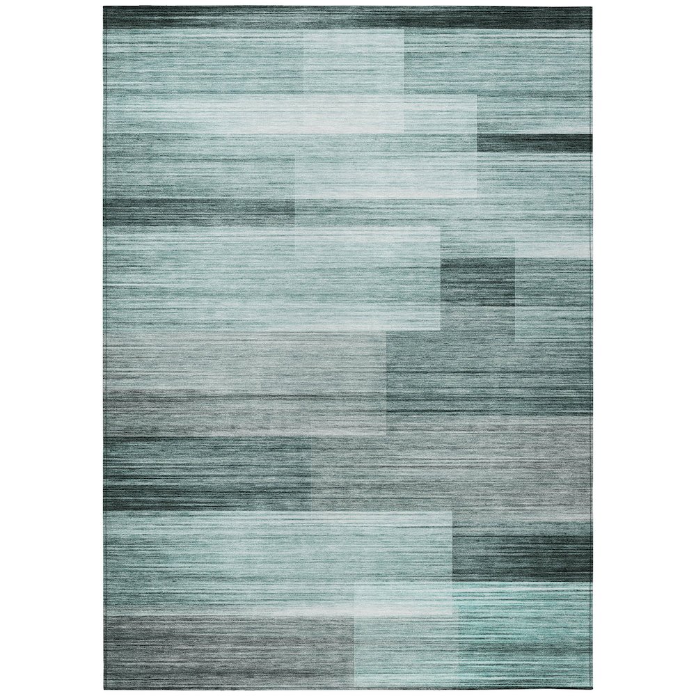 Machine Washable Indoor/Outdoor Chantille ACN2082 Teal 3' x 5' Rug. Picture 1