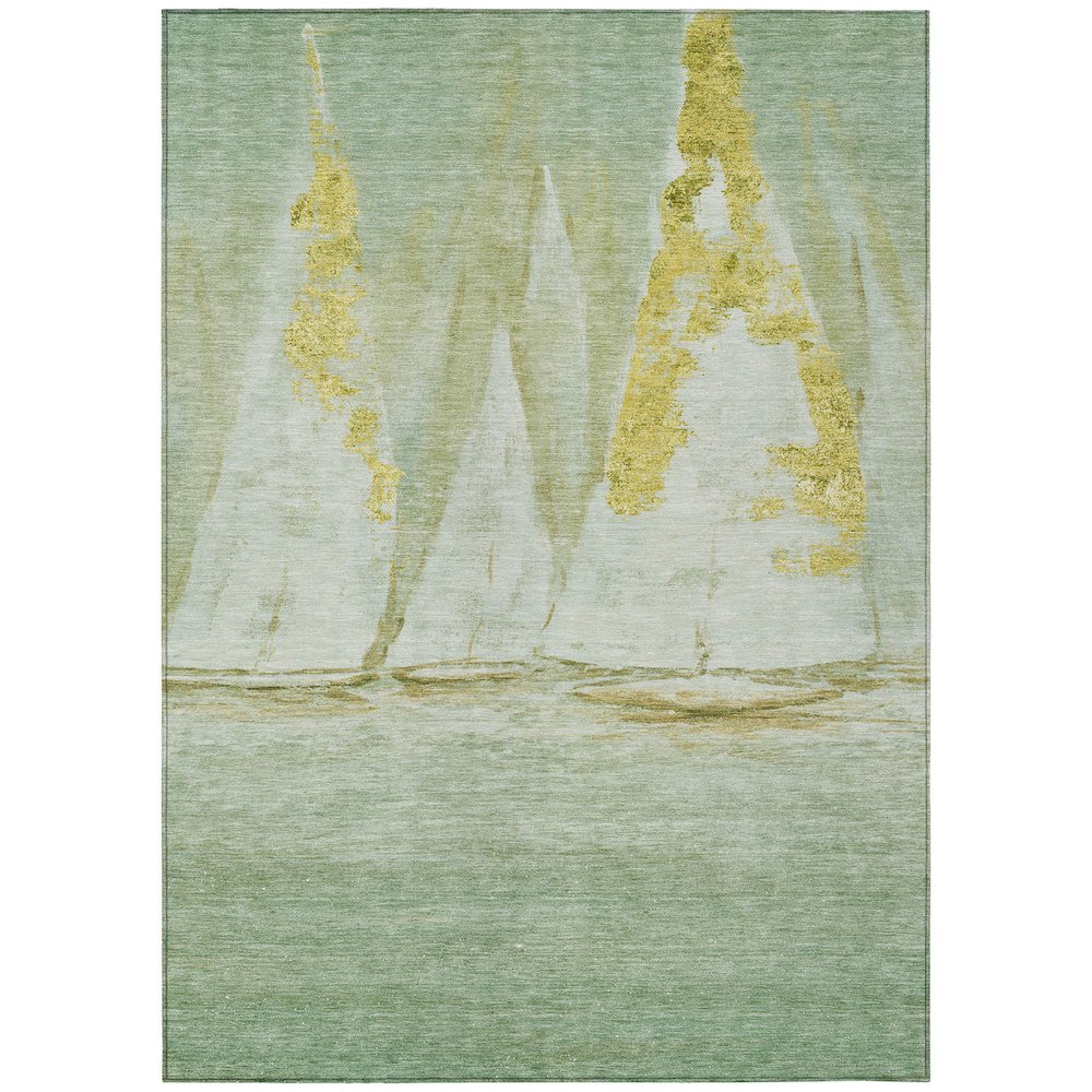 Machine Washable Indoor/Outdoor Chantille ACN2084 Green 3' x 5' Rug. Picture 1