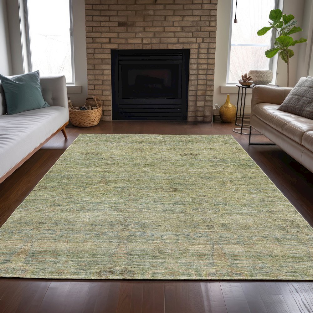 Machine Washable Indoor/Outdoor Chantille ACN2090 Green 3' x 5' Rug. Picture 6