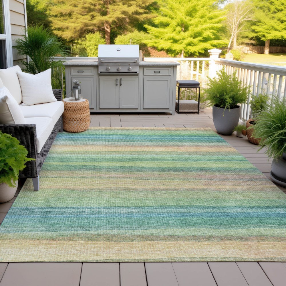 Machine Washable Indoor/Outdoor Chantille ACN2093 Aloe 3' x 5' Rug. Picture 7