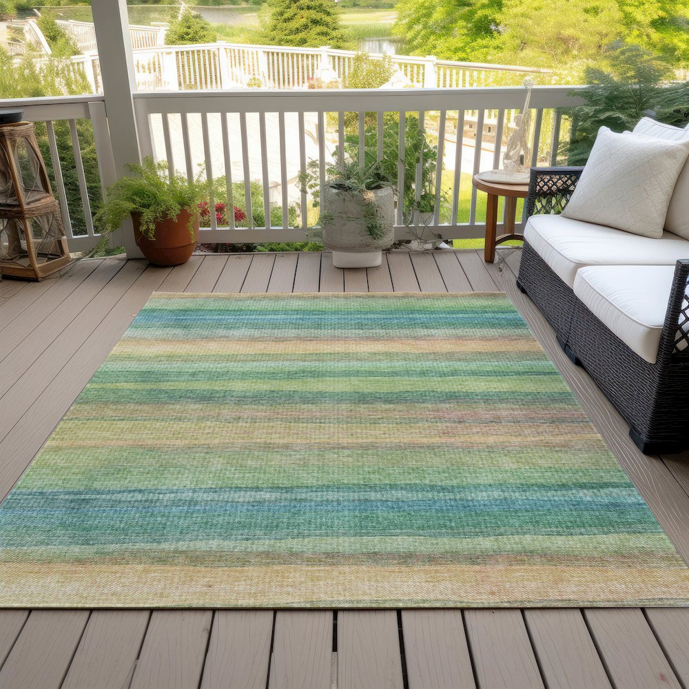 Machine Washable Indoor/Outdoor Chantille ACN2093 Aloe 3' x 5' Rug. Picture 8