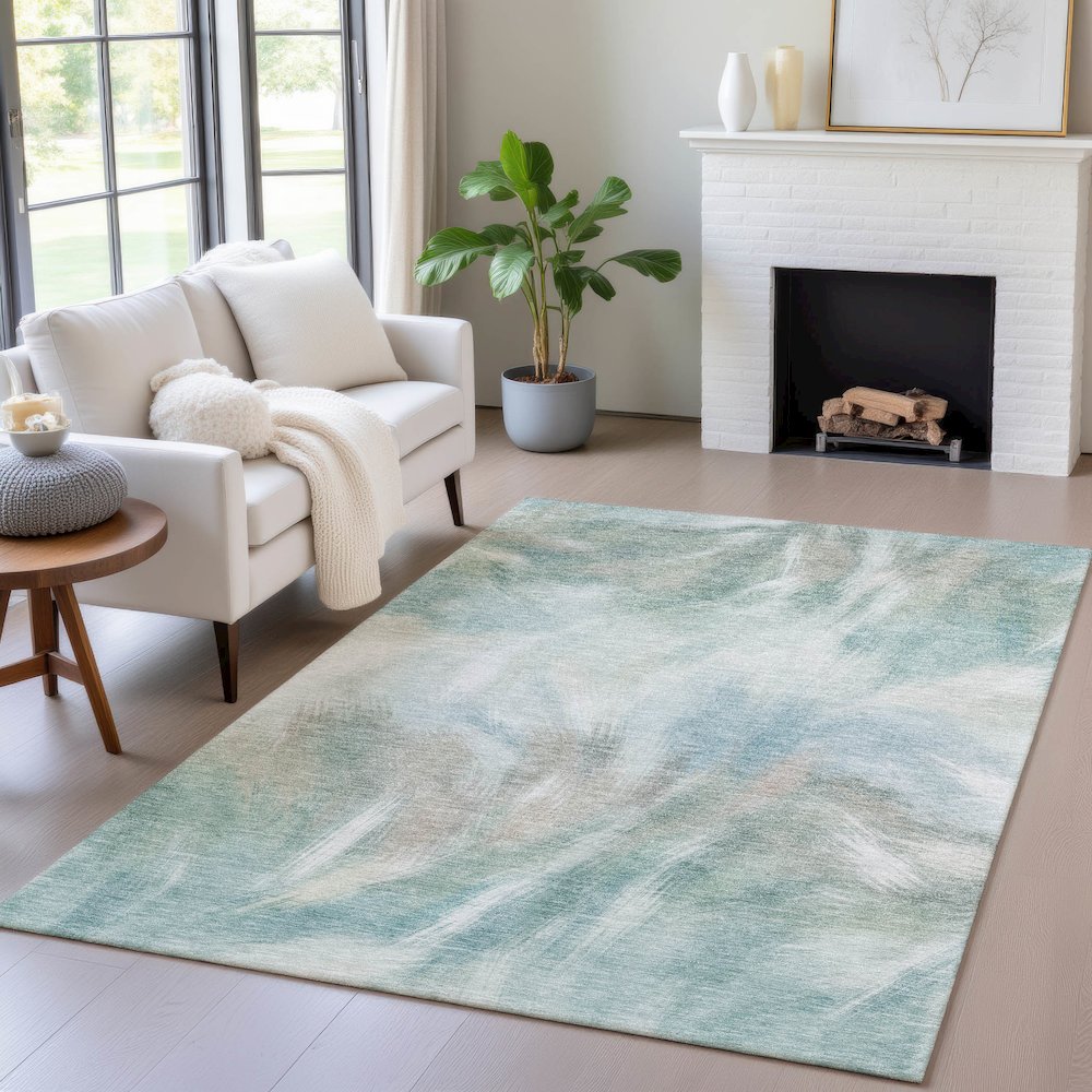 Machine Washable Indoor/Outdoor Chantille ACN2096 Sky 3' x 5' Rug. Picture 5