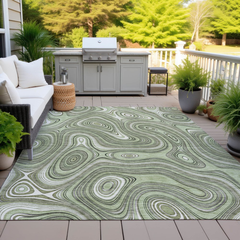 Machine Washable Indoor/Outdoor Chantille ACN2097 Aloe 3' x 5' Rug. Picture 7