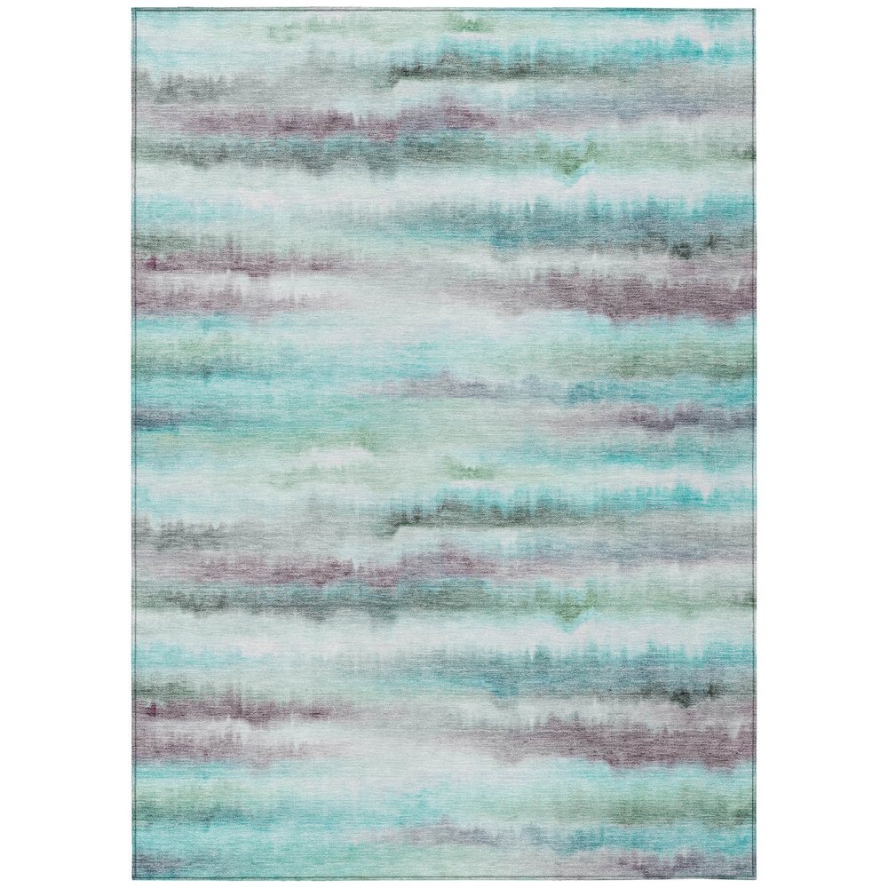 Machine Washable Indoor/Outdoor Chantille ACN2098 Teal 3' x 5' Rug. Picture 1