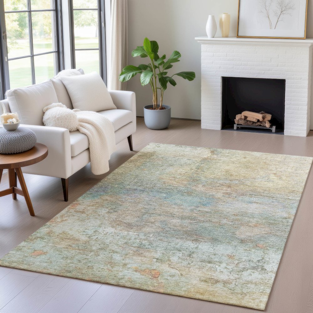 Machine Washable Indoor/Outdoor Chantille ACN2100 Wheat 3' x 5' Rug. Picture 5