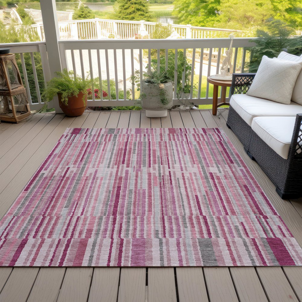 Machine Washable Indoor/Outdoor Chantille ACN2102 Blush 3' x 5' Rug. Picture 8
