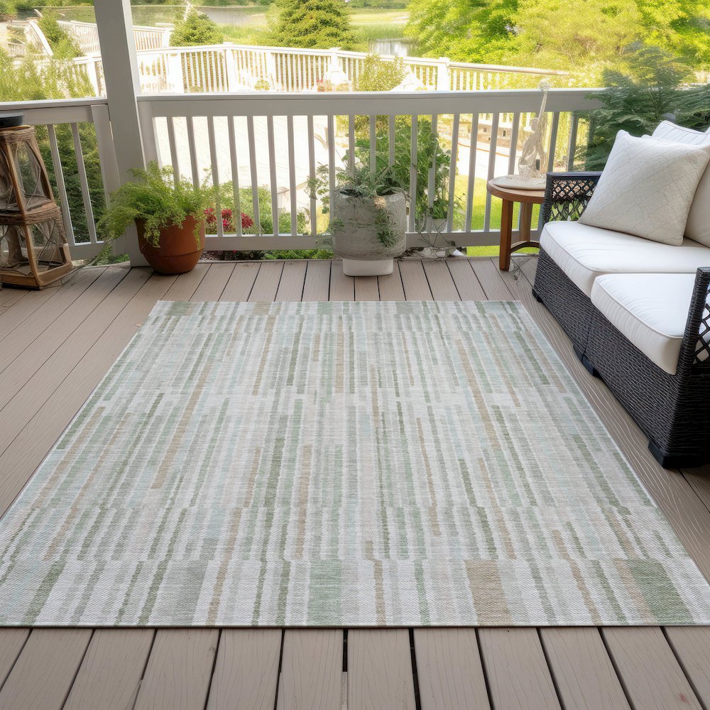 Machine Washable Indoor/Outdoor Chantille ACN2102 Sage 3' x 5' Rug. Picture 8