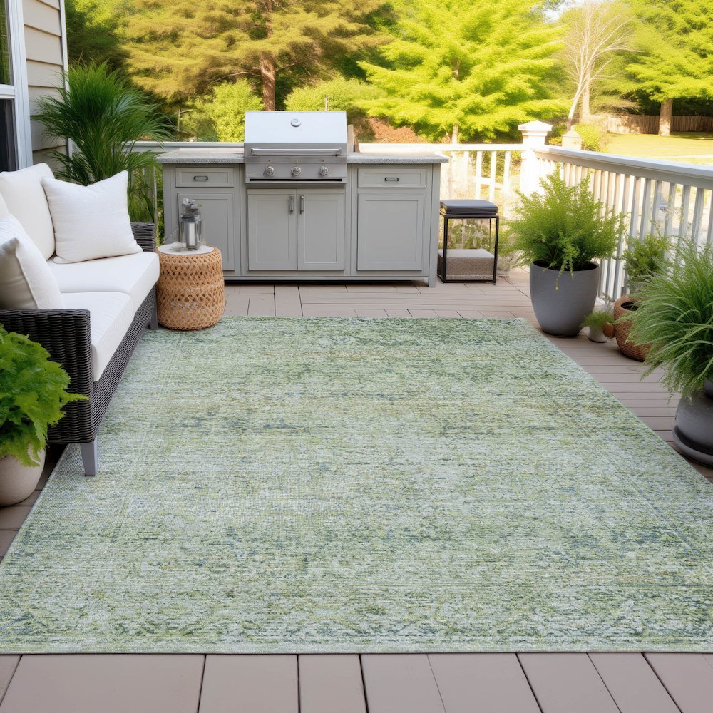 Machine Washable Indoor/Outdoor Chantille ACN2103 Aloe 3' x 5' Rug. Picture 7