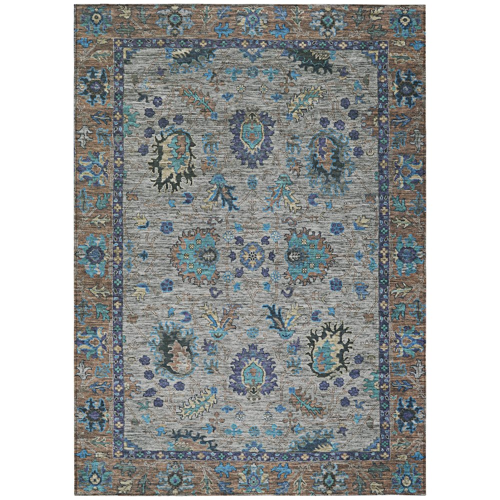 Machine Washable Indoor/Outdoor Chantille ACN2104 Pewter 3' x 5' Rug. Picture 1
