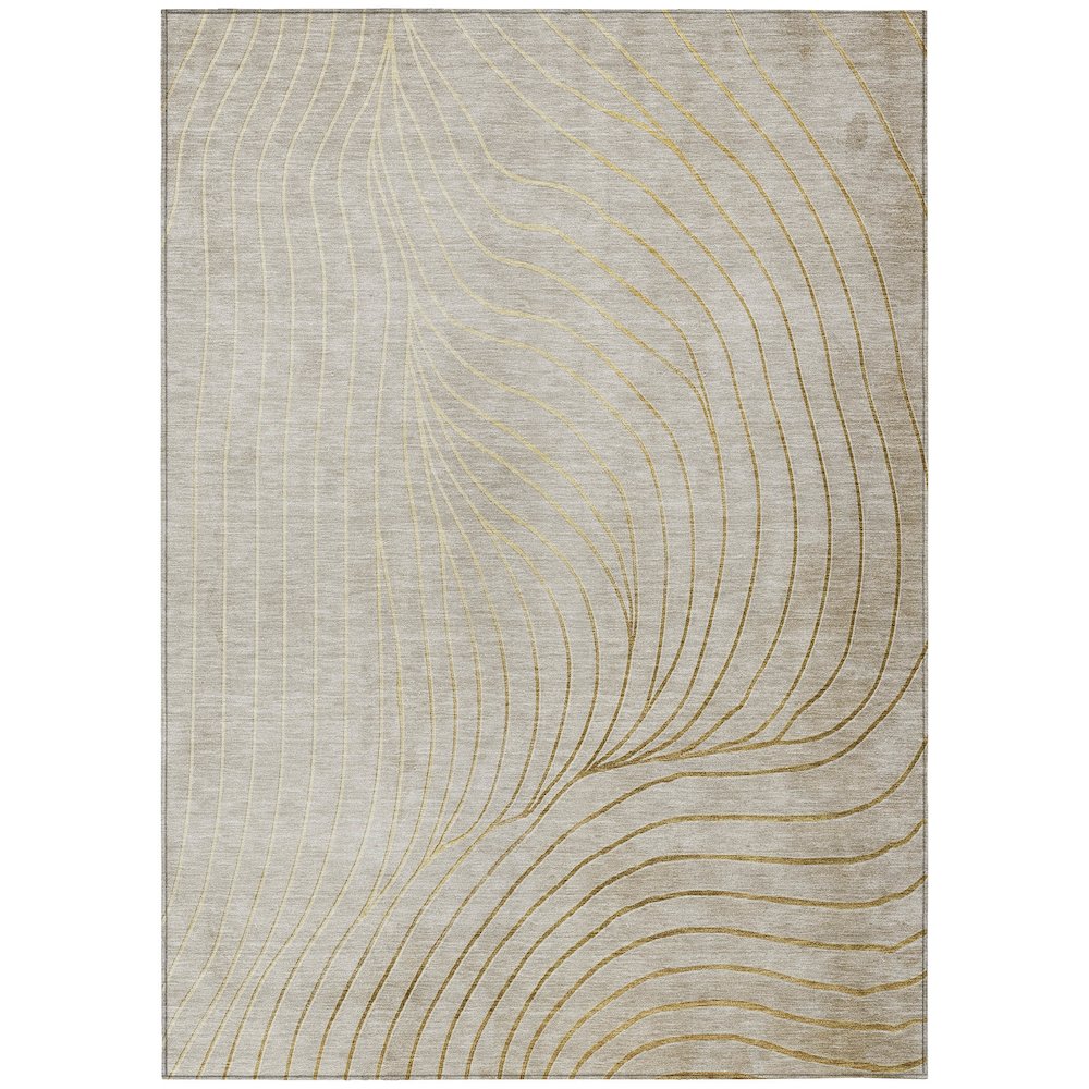Machine Washable Indoor/Outdoor Chantille ACN2107 Beige 3' x 5' Rug. Picture 1