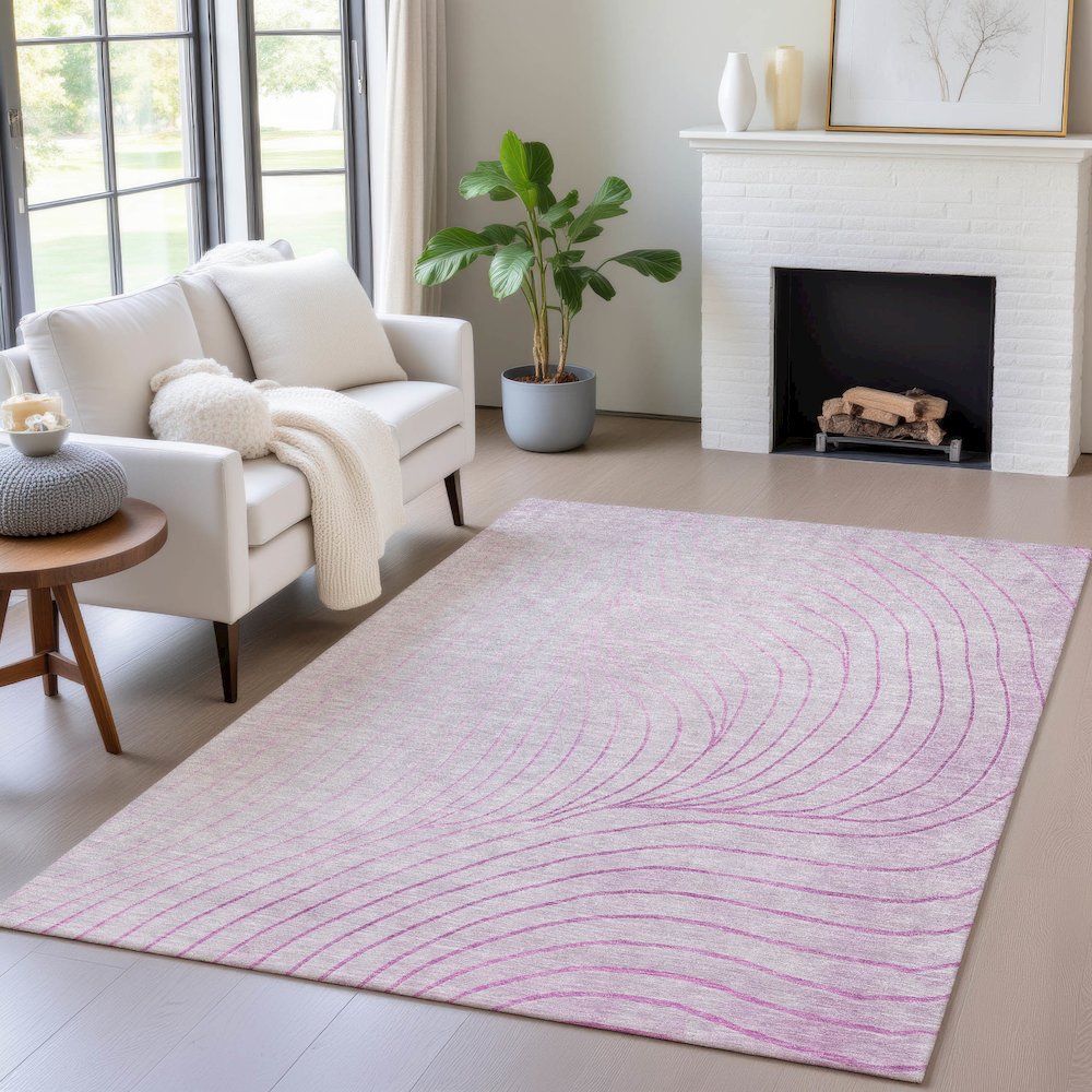 Machine Washable Indoor/Outdoor Chantille ACN2107 Blush 3' x 5' Rug. Picture 5