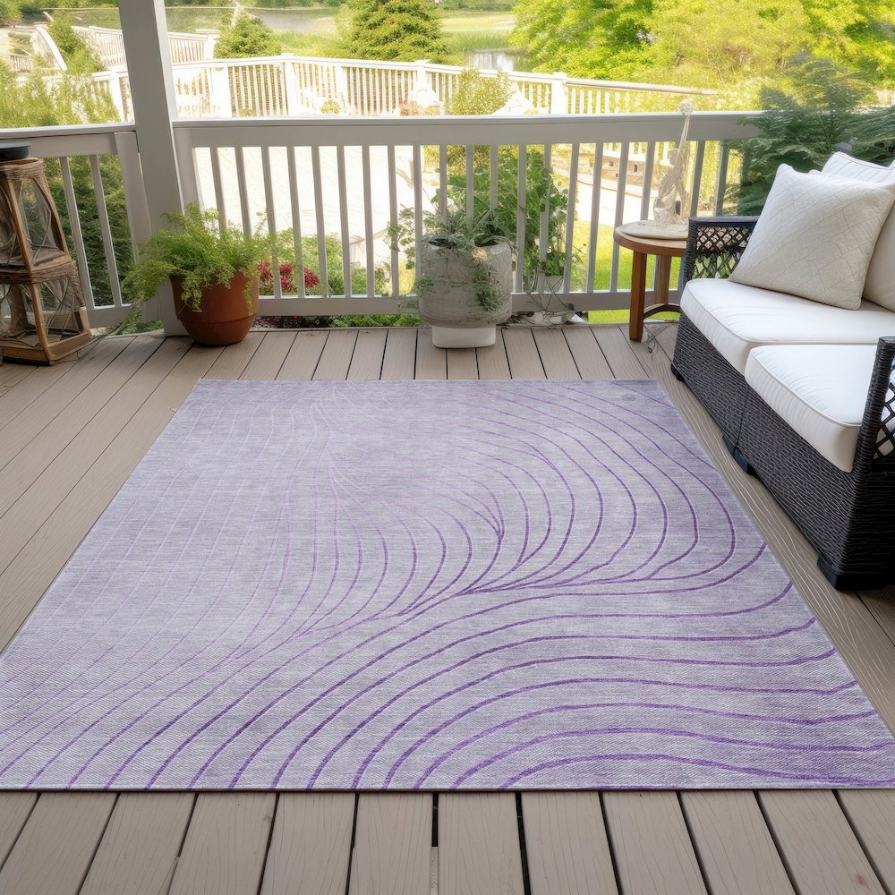 Machine Washable Indoor/Outdoor Chantille ACN2107 Lavender 3' x 5' Rug. Picture 8