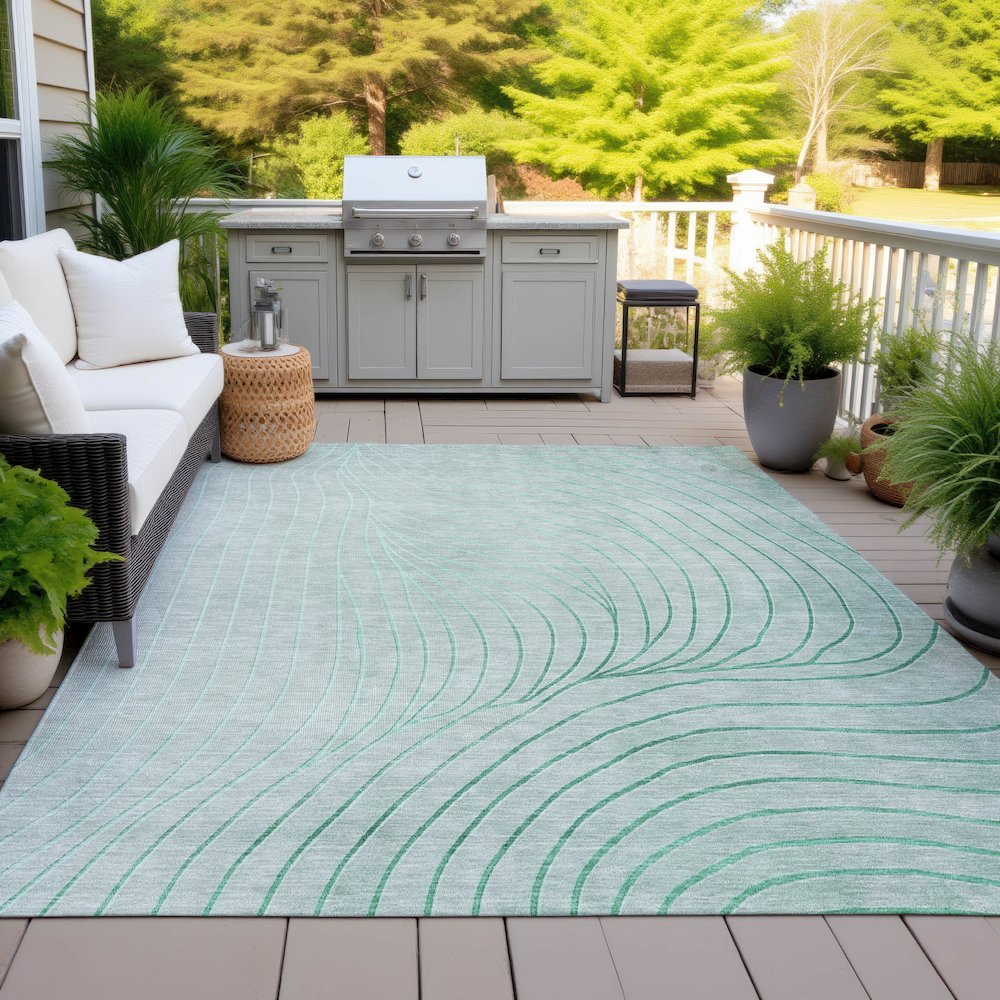 Machine Washable Indoor/Outdoor Chantille ACN2107 Mint 3' x 5' Rug. Picture 7