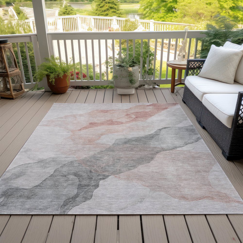 Machine Washable Indoor/Outdoor Chantille ACN2109 Salmon 3' x 5' Rug. Picture 8